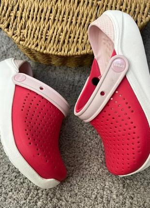 Дитячі крокси crocs literide kids poppy/white усі розміри у наявності1 фото