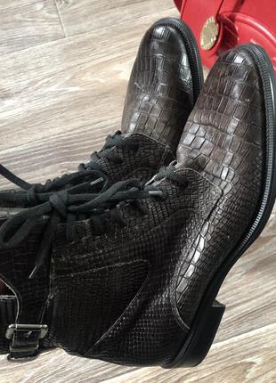Кожаные ботинки под крокодила nelson 41-42 размер премиум бренд 😍5 фото