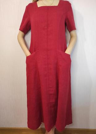 Grizas льняное платье платье сарафан красный лен макси1 фото