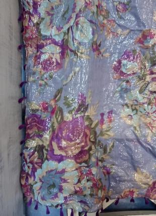 Новый платок металлик accessoriez цветочный платок глиттер вискоза