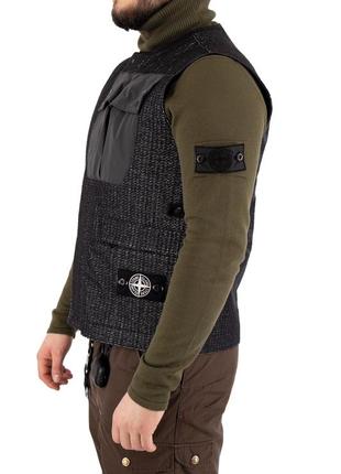 Жилет stone island tech gilet g0999 needle punched reflective5 фото