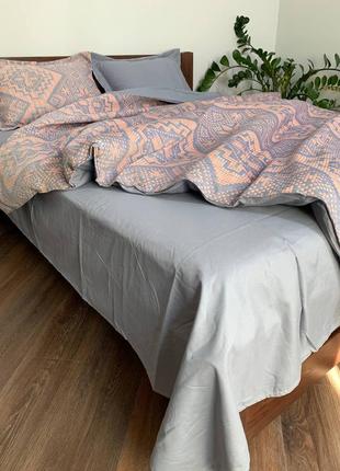Муслиновое постельное белье + сатин, евро комплект6 фото