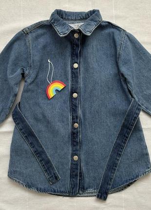 Детская джинсовая рубашка zara для девочки 2-3 года