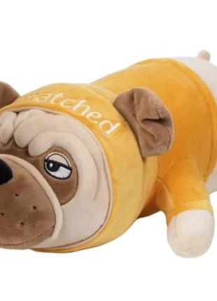 Мягкая плюшевая игрушка мопс батон подушка - обнимашка  70 см желтый