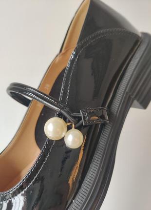 Шкіряні жіночі туфлі мері джейн чорні лакові 36-41 туфли женские lonza7 фото