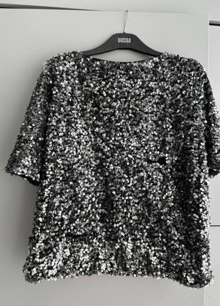 H&amp;м модная черная блуза с пайетками2 фото