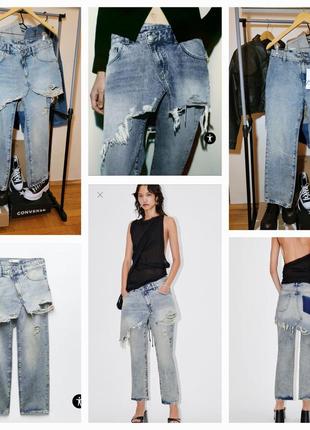 Нові оригінальні джинси zara zw straight-leg mid-rise jeans2 фото
