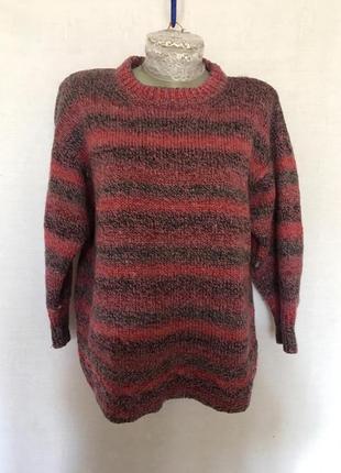 Обемный вязаный свитер кофта / one size / hand made