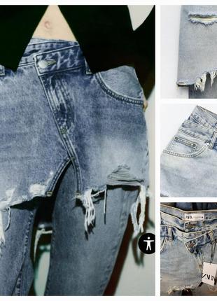 Нові оригінальні джинси zara zw straight-leg mid-rise jeans3 фото