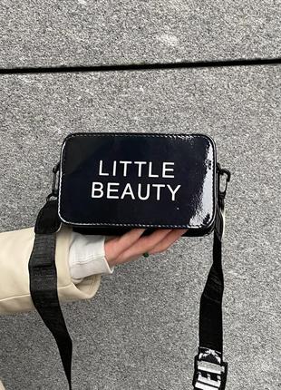 Жіноча дитяча голографічна сумка крос-боді через плече little beauty чорна