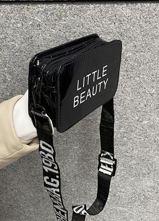 Женская голографическая сумка кросс-боди через плечо little beauty черная7 фото