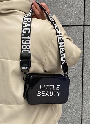 Женская голографическая сумка кросс-боди через плечо little beauty черная5 фото