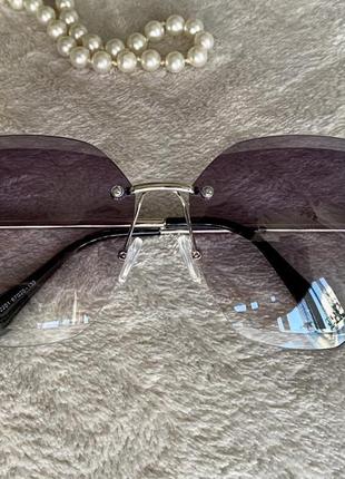 Градиентные солнцезащитные очки-авиаторы без оправы uv4008 фото