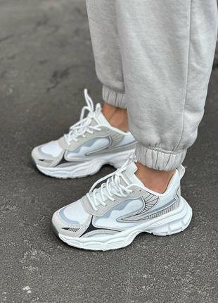 Белые кроссовки обувной текстиль бежевая замша7 фото