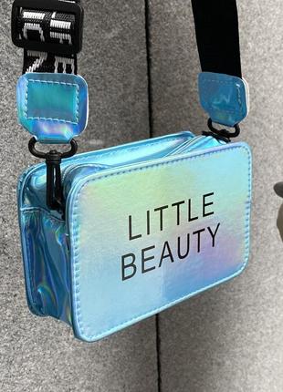 Женская голографическая сумка кросс-боди через плечо little beauty голубая синяя3 фото