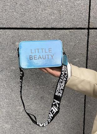 Женская голографическая сумка кросс-боди через плечо little beauty голубая синяя8 фото