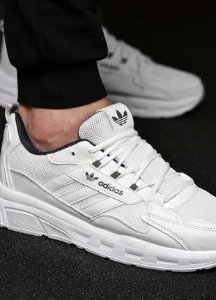 Мужские сетчатые, белые, стильные кроссовки adidas. от 40 до 44 гг. 6878 кк демисезонные