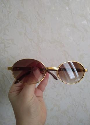 Солнцезащитные очки овал коричневые ретро1 фото