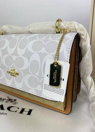 Coach mini white/brown &lt;unk&gt; брендовая сумочка &lt;unk&gt; стильная сумочка4 фото