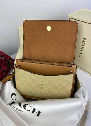 Coach mini white/brown | брендова сумочка | стильна сумочка5 фото