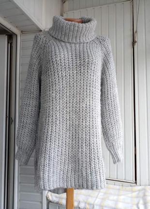 Итальянский толстый шерстяной свитер с горлом туника большого размера батал4 фото