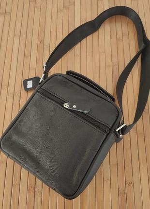 Мужская сумка барсетка через плечо до 3 литров размер 20*18*7 см цвет черный6 фото
