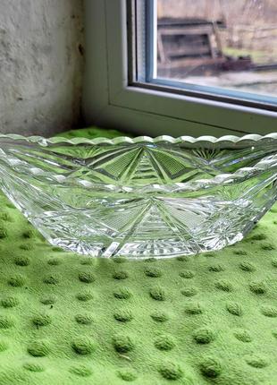 Кристальная салатница, ваза, винтажная ломтика1 фото