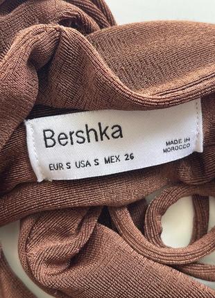 Bershka коричневий топ топік з завʼязками бандо кроп топ металлік з люрексом4 фото