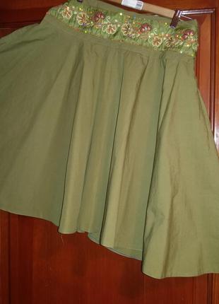 Широкая юбка-солнце с узорным поясом с пайетками pari line by a&k collection3 фото