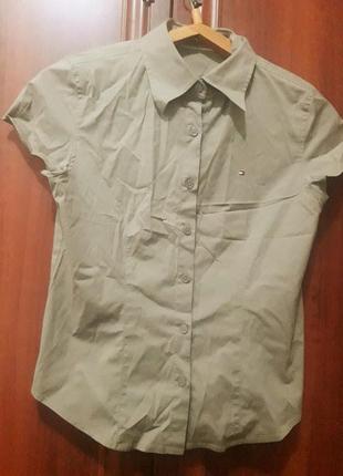Рубашка тенниска блуза от tommy hilfiger болотного цвета