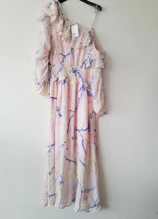 Новое вискозное платье сукня миди с оборками на одно плечо h&m2 фото