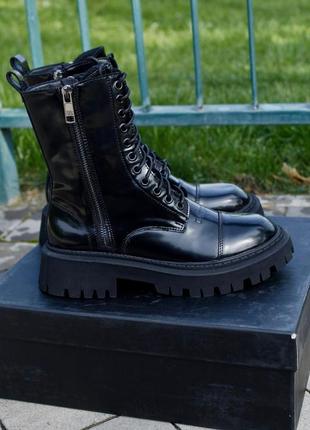 Женские ботинки balenciaga tractor boots panther leather4 фото