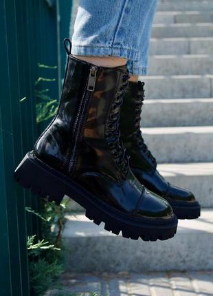 Женские ботинки balenciaga tractor boots panther leather2 фото