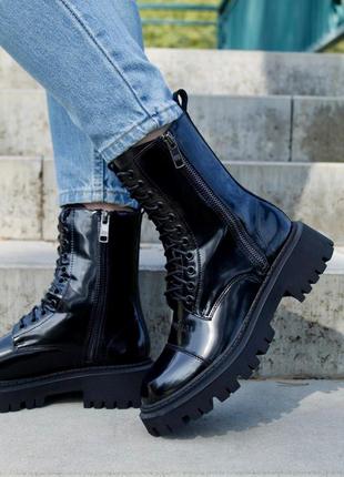 Женские ботинки balenciaga tractor boots panther leather6 фото