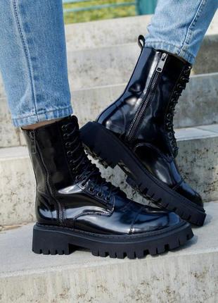 Жіночі черевики balenciaga tractor boots panther leather