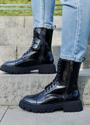 Женские ботинки balenciaga tractor boots panther leather8 фото