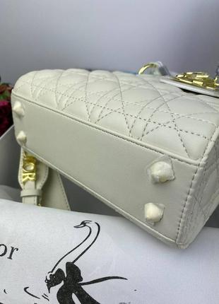 Dior lady milk gold | сумочка діор | діор леді| шкіряна сумка4 фото