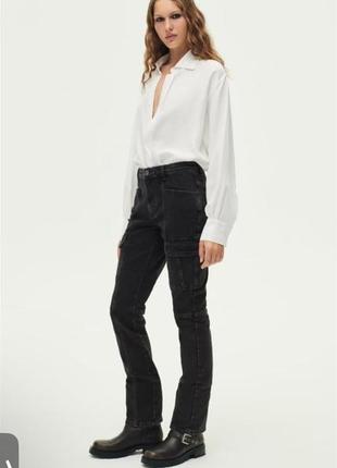 Джинси, штани  карго з карманами, бойфренди, пряма штанка zara 4