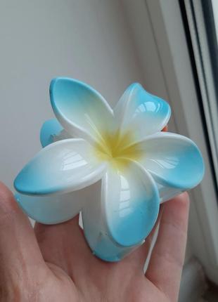 Крабик-квітка блакитний, краб для волосся, крабик для волос цветок6 фото