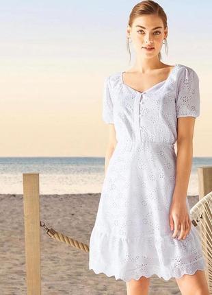 Новое летнее платье из прошвы белое 36/38 р s/m esmara