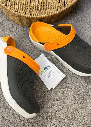 Детские кроксы crocs literide kids charcoal/white1 фото