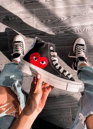 Шикарные женские кеды comme des garçons play x converse