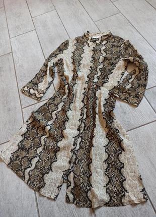 Плаття з зміїним принтом, легка сукня mango3 фото