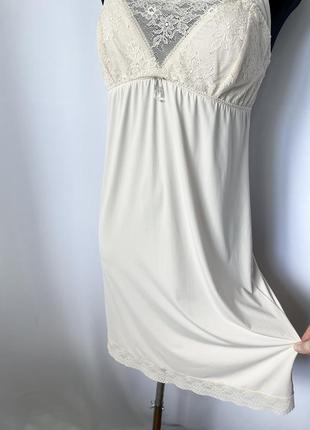Intimissi easywear пеньюар ночная рубашка пижама домашнее платье бежевое кремовое с кружевом4 фото