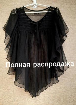 Черная шикарная летящая блуза1 фото