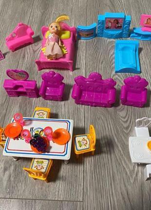 Набір меблів з лялькою, меблі для лялькового будиночка