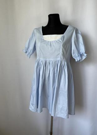 Лолитое платье япония алиса в стране чудес кукла голубое пышное короткое платье с пышными рукавами