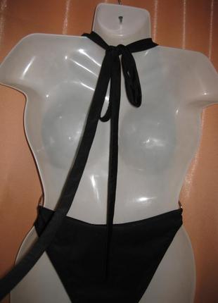 Секси купальник черный раздельный с металлическими кольцами открытая спина можно шнуровать под грудь8 фото