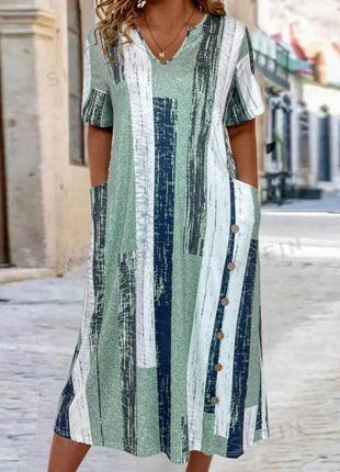 Довга сукня вільного крою з кишенями (великий розмір)3 фото