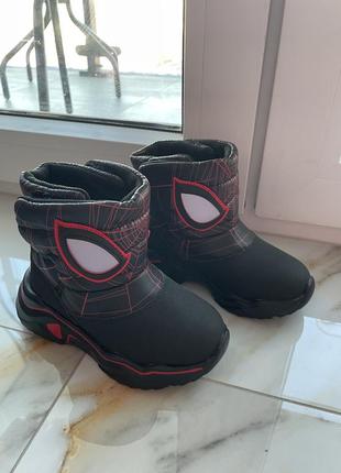 Дутики дутіки для хлопчика дитячі черевики ботинки чоботи spider man 23 24 27 розмір1 фото